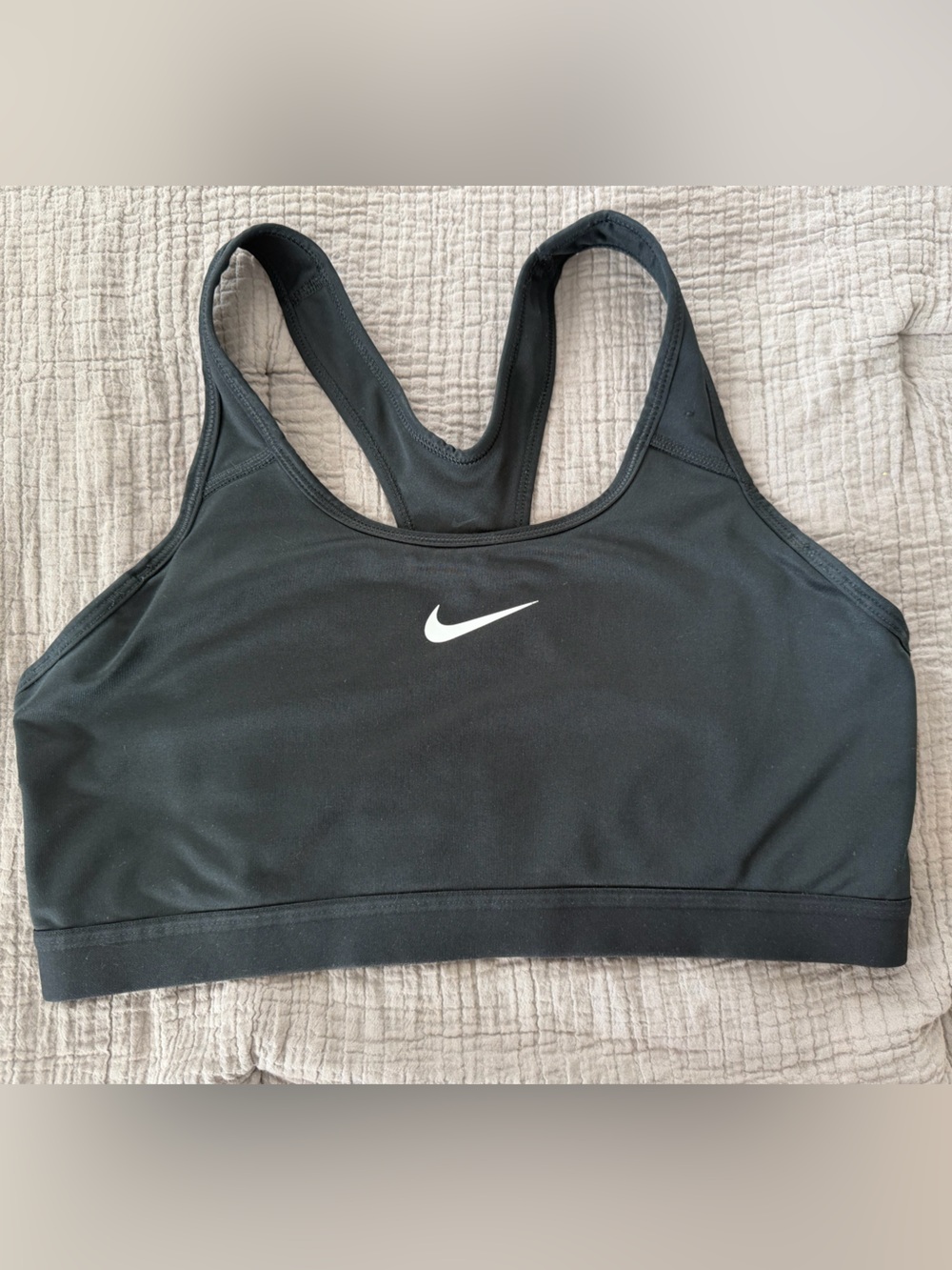 Nike Black Racerback Sports Bra with White Swoosh